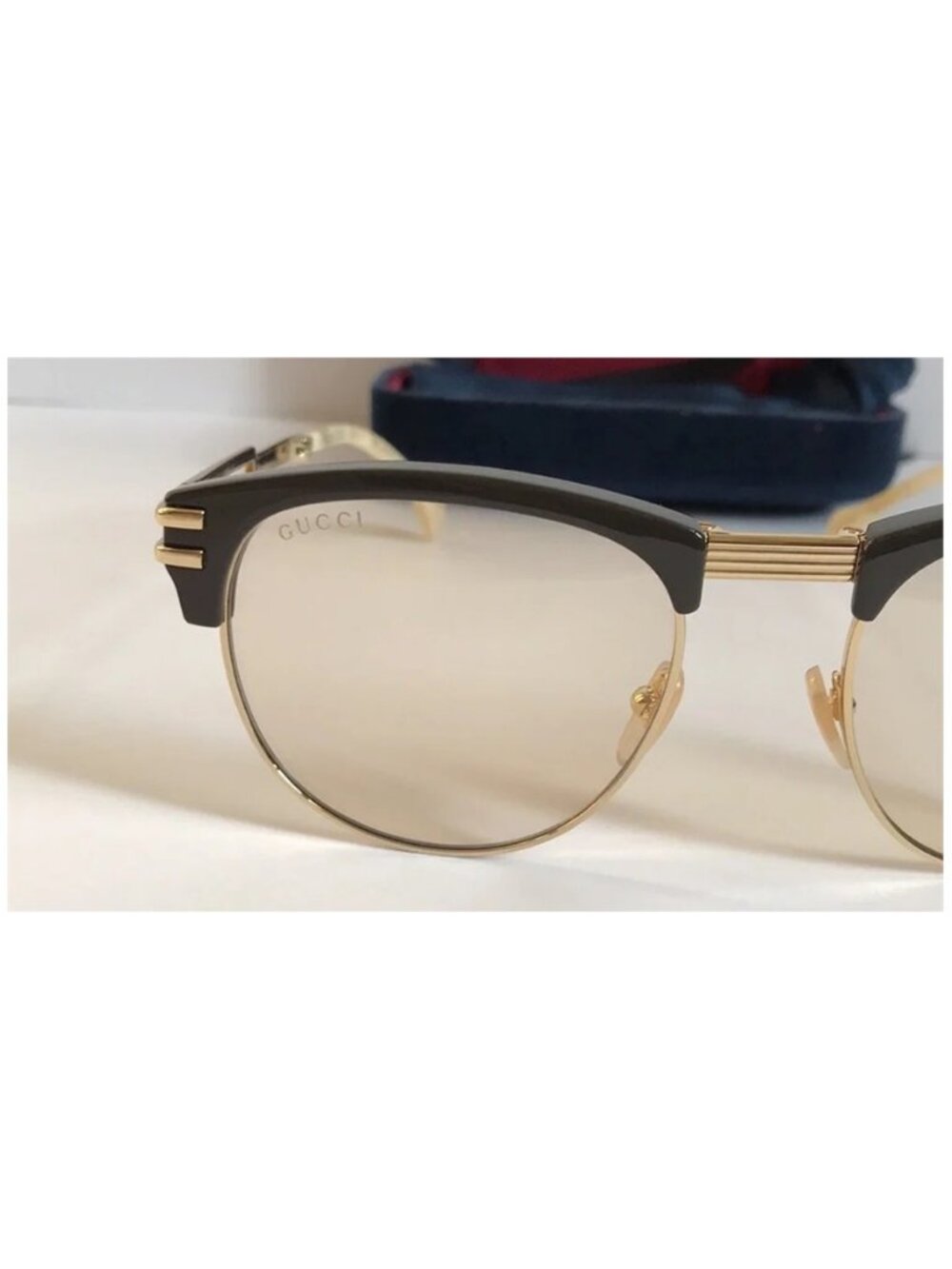 New Authentic Gucci Men's Brown and Gold  GG1107S Square Sunglasses - Picture 5 of 10